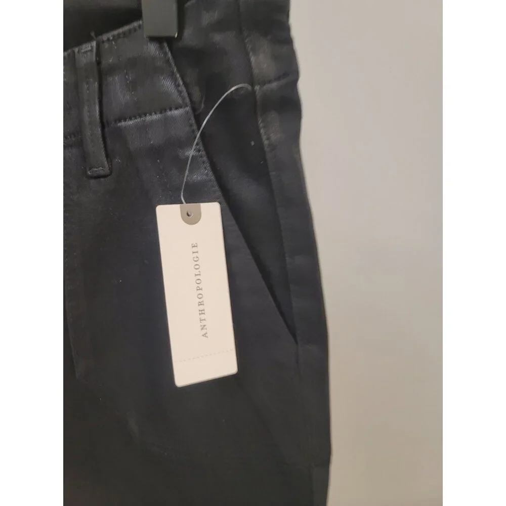 PAIGE jet black fog coated denim cropped Mayslie Jogger urban jeans pants 25 NWT - Picture 3 of 8